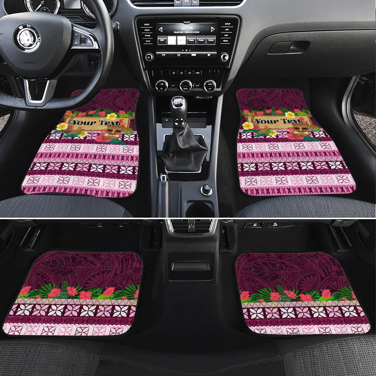 Pasifika Festival Auckland Car Mats Polynesian Tribal with Pacific Pattern Pink Color LT03 Set 4pcs Pink - Polynesian Pride