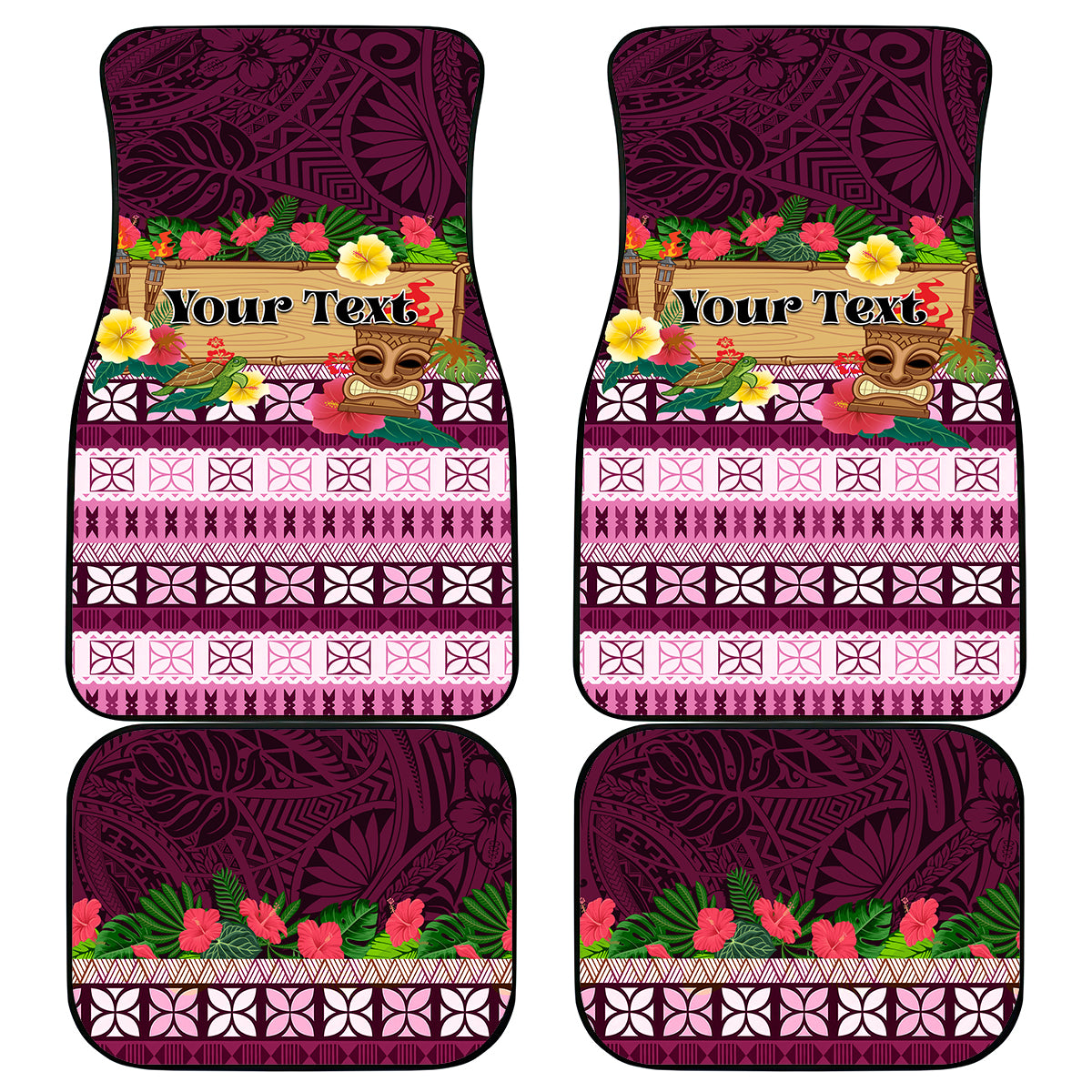 Pasifika Festival Auckland Car Mats Polynesian Tribal with Pacific Pattern Pink Color LT03 - Polynesian Pride