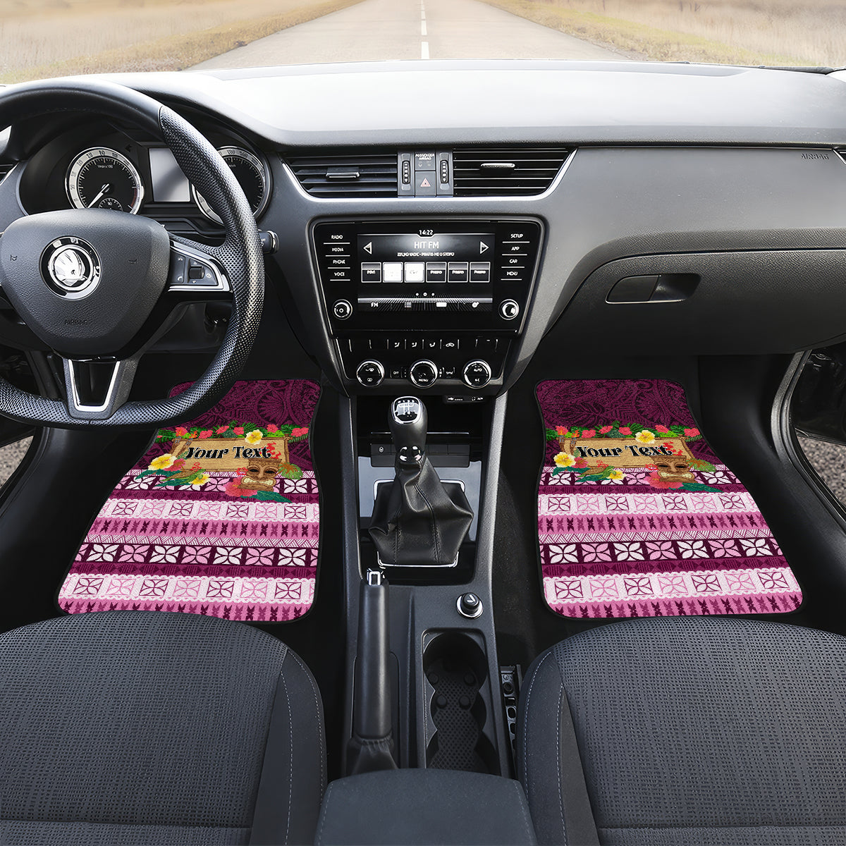 Pasifika Festival Auckland Car Mats Polynesian Tribal with Pacific Pattern Pink Color LT03 Set 2pcs - Front Pink - Polynesian Pride