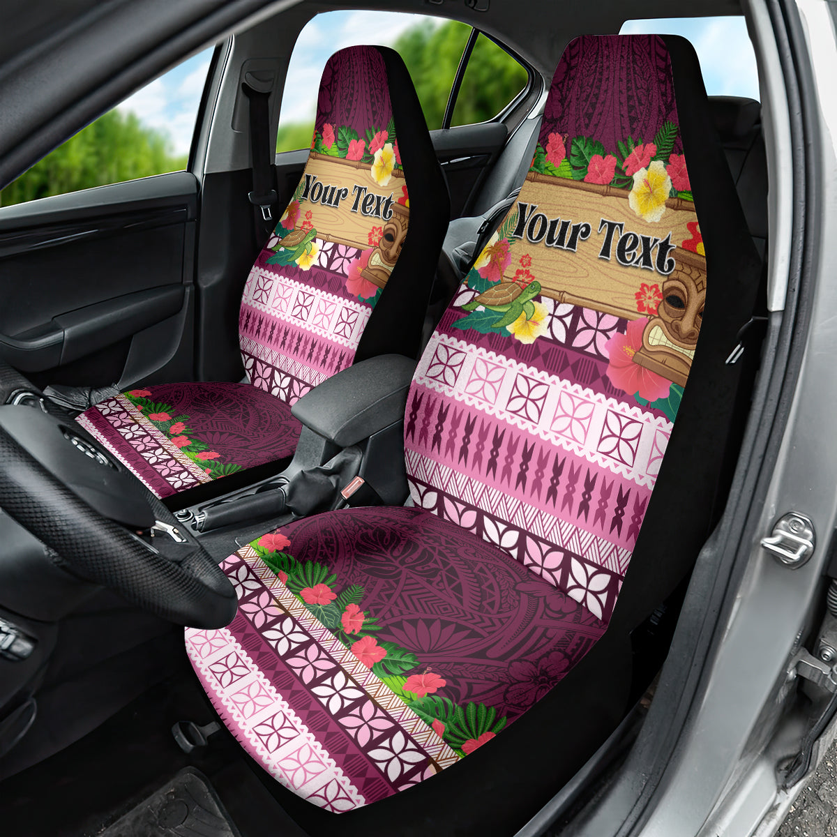 Pasifika Festival Auckland Car Seat Cover Polynesian Tribal with Pacific Pattern Pink Color