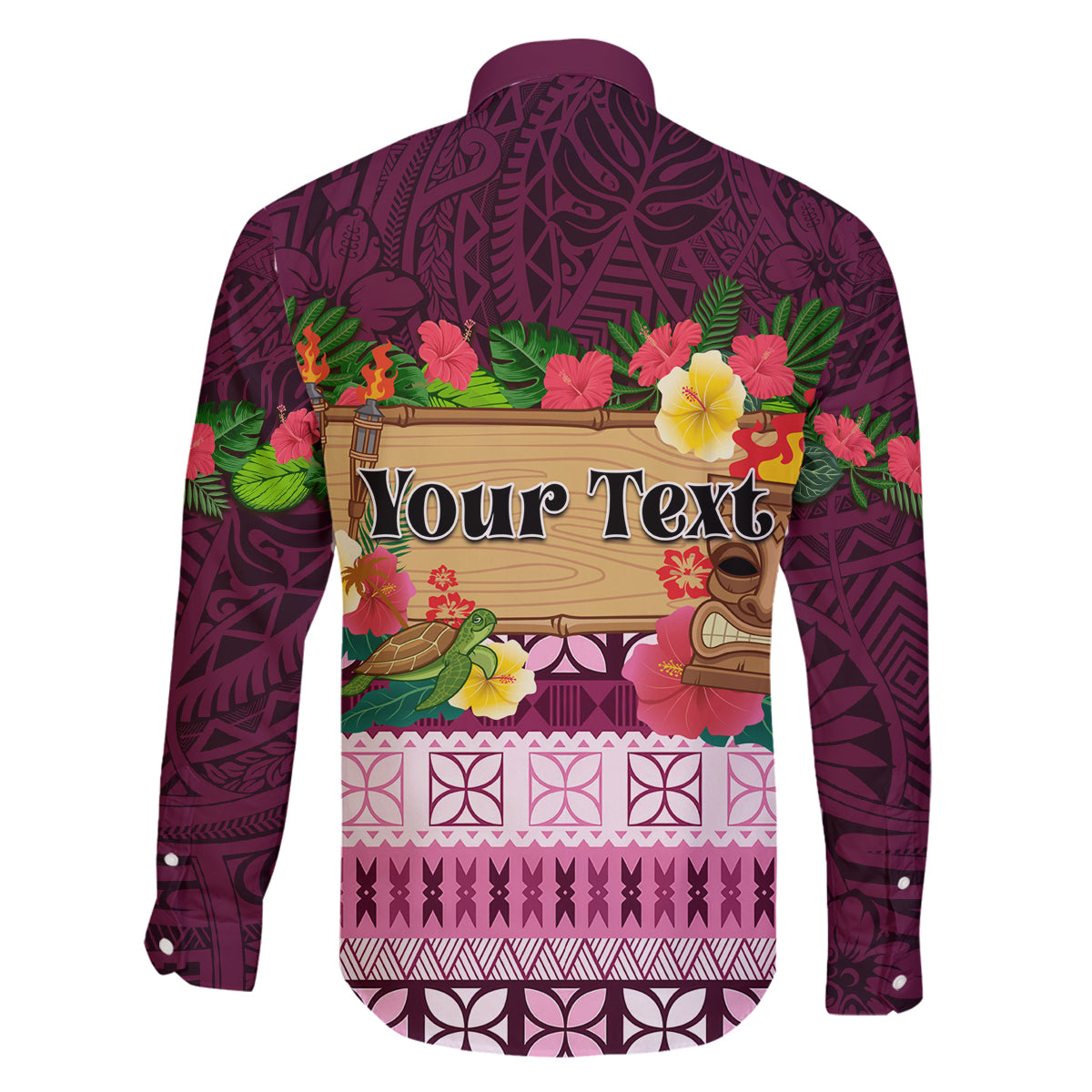 Pasifika Festival Auckland Family Matching Long Sleeve Bodycon Dress and Hawaiian Shirt Polynesian Tribal with Pacific Pattern Pink Color LT03 - Polynesian Pride