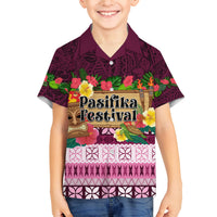 Pasifika Festival Auckland Family Matching Tank Maxi Dress and Hawaiian Shirt Polynesian Tribal with Pacific Pattern Pink Color LT03 Son's Shirt Pink - Polynesian Pride