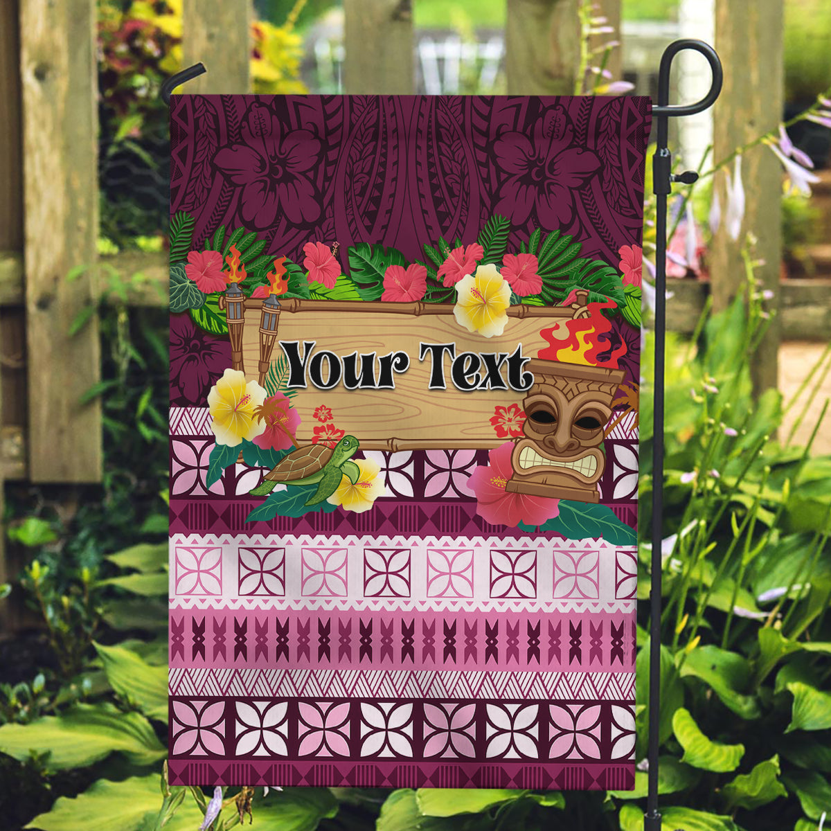 Pasifika Festival Auckland Garden Flag Polynesian Tribal with Pacific Pattern Pink Color LT03 Garden Flag Pink - Polynesian Pride