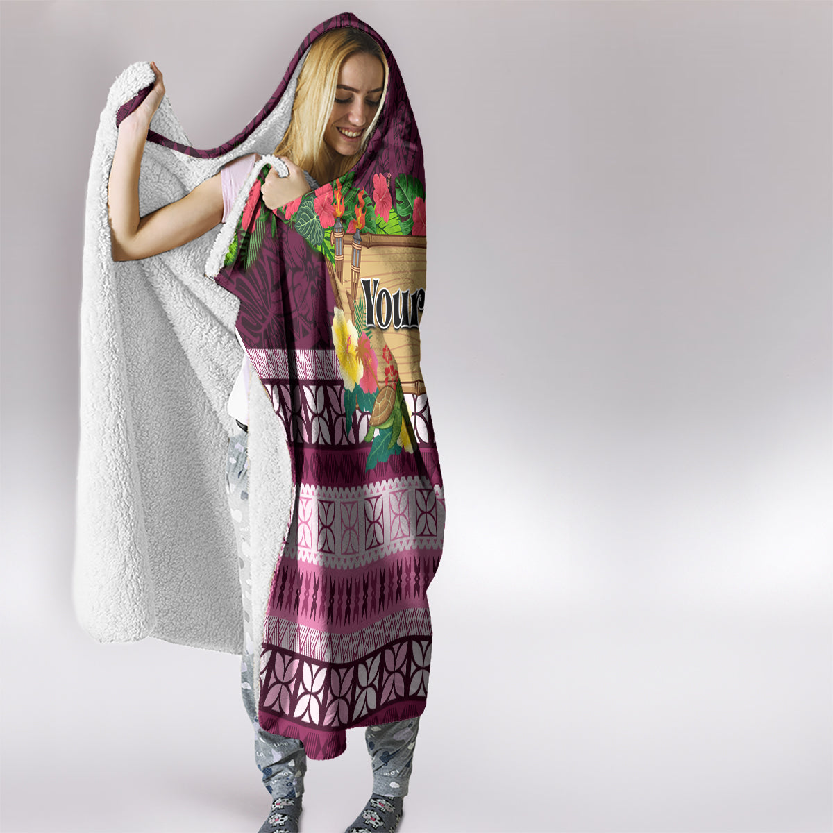 Pasifika Festival Auckland Hooded Blanket Polynesian Tribal with Pacific Pattern Pink Color LT03 - Polynesian Pride