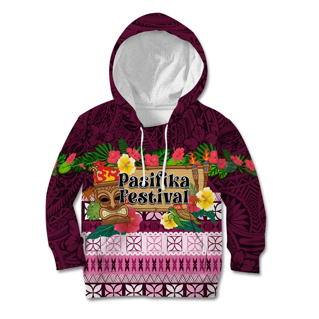 Pasifika Festival Auckland Kid Hoodie Polynesian Tribal with Pacific Pattern Pink Color LT03 Hoodie Pink - Polynesian Pride