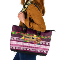 Pasifika Festival Auckland Leather Tote Bag Polynesian Tribal with Pacific Pattern Pink Color LT03 Pink - Polynesian Pride