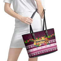 Pasifika Festival Auckland Leather Tote Bag Polynesian Tribal with Pacific Pattern Pink Color LT03 - Polynesian Pride