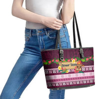 Pasifika Festival Auckland Leather Tote Bag Polynesian Tribal with Pacific Pattern Pink Color LT03 - Polynesian Pride