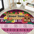 Pasifika Festival Auckland Round Carpet Polynesian Tribal with Pacific Pattern Pink Color