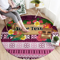 Pasifika Festival Auckland Round Carpet Polynesian Tribal with Pacific Pattern Pink Color