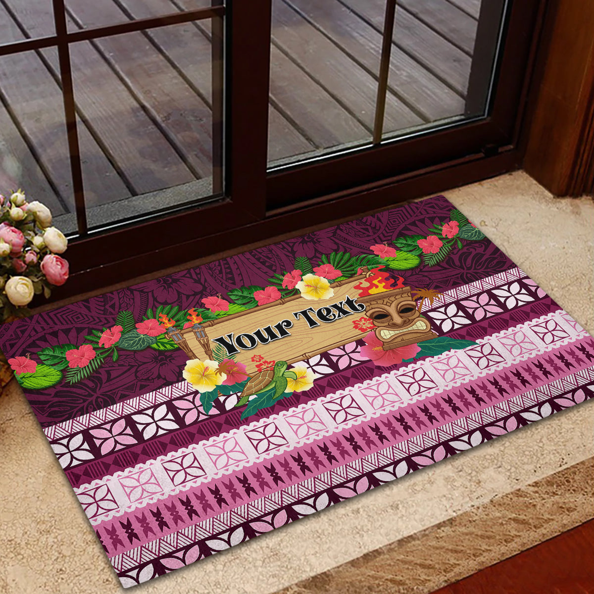 Pasifika Festival Auckland Rubber Doormat Polynesian Tribal with Pacific Pattern Pink Color LT03 - Polynesian Pride