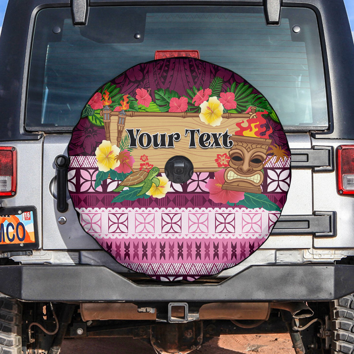 Pasifika Festival Auckland Spare Tire Cover Polynesian Tribal with Pacific Pattern Pink Color LT03 Pink - Polynesian Pride
