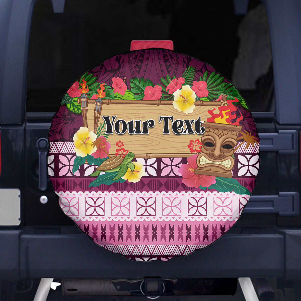 Pasifika Festival Auckland Spare Tire Cover Polynesian Tribal with Pacific Pattern Pink Color LT03 - Polynesian Pride
