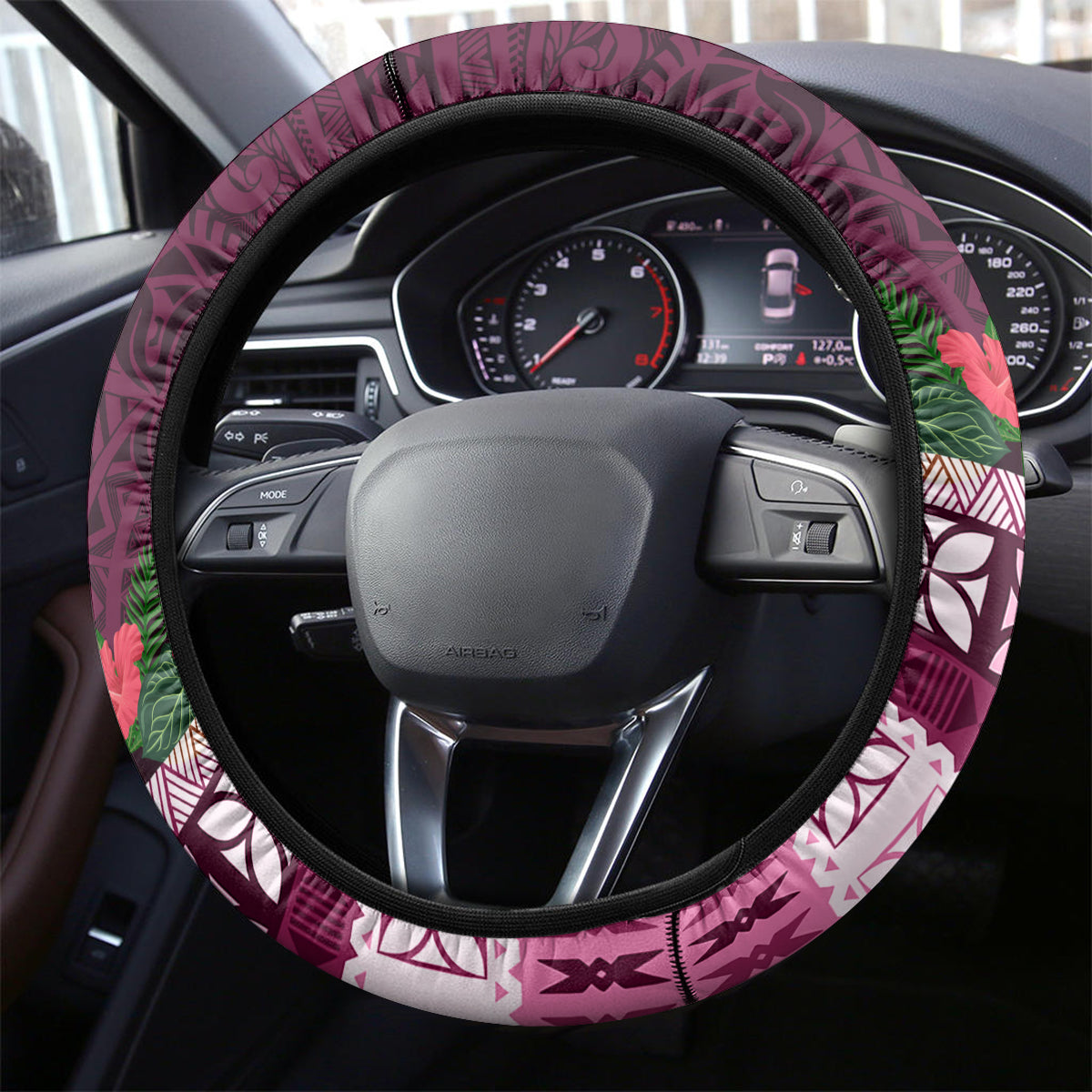 Pasifika Festival Auckland Steering Wheel Cover Polynesian Tribal with Pacific Pattern Pink Color LT03 - Polynesian Pride