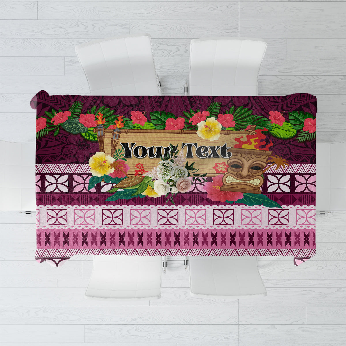 Pasifika Festival Auckland Tablecloth Polynesian Tribal with Pacific Pattern Pink Color LT03 Pink - Polynesian Pride