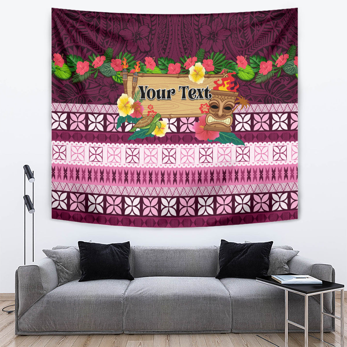 Pasifika Festival Auckland Tapestry Polynesian Tribal with Pacific Pattern Pink Color