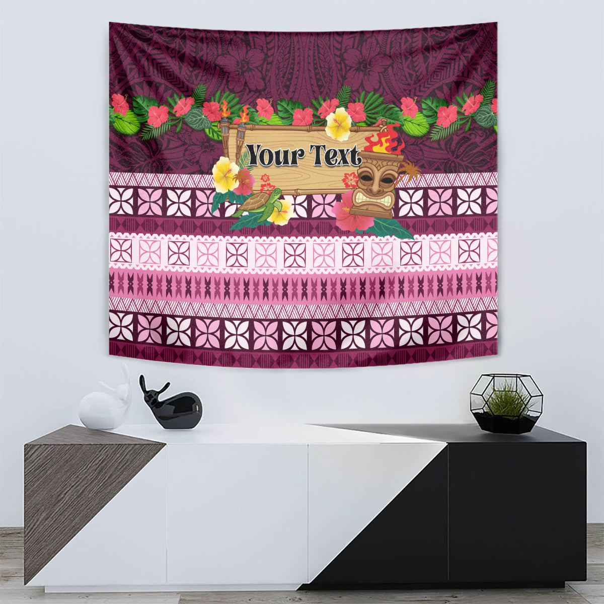 Pasifika Festival Auckland Tapestry Polynesian Tribal with Pacific Pattern Pink Color LT03 - Polynesian Pride
