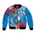 Yap Day Bomber Jacket Tapa Pattern with Hisbiscus LT03 Unisex Blue - Polynesian Pride