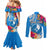 Yap Day Couples Matching Mermaid Dress and Long Sleeve Button Shirt Tapa Pattern with Hisbiscus LT03 - Polynesian Pride