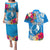 Yap Day Couples Matching Puletasi and Hawaiian Shirt Tapa Pattern with Hisbiscus LT03 Blue - Polynesian Pride