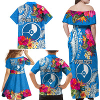 Yap Day Family Matching Off Shoulder Maxi Dress and Hawaiian Shirt Tapa Pattern with Hisbiscus LT03 - Polynesian Pride