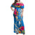 Yap Day Family Matching Off Shoulder Maxi Dress and Hawaiian Shirt Tapa Pattern with Hisbiscus LT03 Mom's Dress Blue - Polynesian Pride