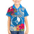 Yap Day Family Matching Off Shoulder Short Dress and Hawaiian Shirt Tapa Pattern with Hisbiscus LT03 Son's Shirt Blue - Polynesian Pride