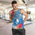 Yap Day Men Tank Top Tapa Pattern with Hisbiscus LT03 Blue - Polynesian Pride