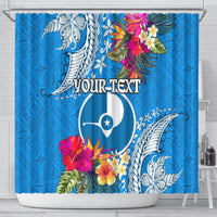 Yap Day Shower Curtain Tapa Pattern with Hisbiscus