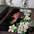 Hawaiian Lei Day Area Rug Plumeria and Turtle with Polynesian Tribal Pattern