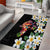 Hawaiian Lei Day Area Rug Plumeria and Turtle with Polynesian Tribal Pattern