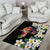 Hawaiian Lei Day Area Rug Plumeria and Turtle with Polynesian Tribal Pattern