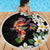 Hawaiian Lei Day Beach Blanket Plumeria and Turtle with Polynesian Tribal Pattern