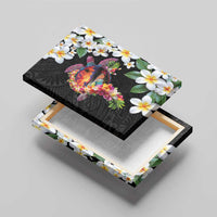 Hawaiian Lei Day Canvas Wall Art Plumeria and Turtle with Polynesian Tribal Pattern LT03 - Polynesian Pride