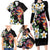 Hawaiian Lei Day Family Matching Long Sleeve Bodycon Dress and Hawaiian Shirt Plumeria and Turtle with Polynesian Tribal Pattern