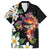 Hawaiian Lei Day Family Matching Short Sleeve Bodycon Dress and Hawaiian Shirt Plumeria and Turtle with Polynesian Tribal Pattern