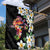 Hawaiian Lei Day Garden Flag Plumeria and Turtle with Polynesian Tribal Pattern