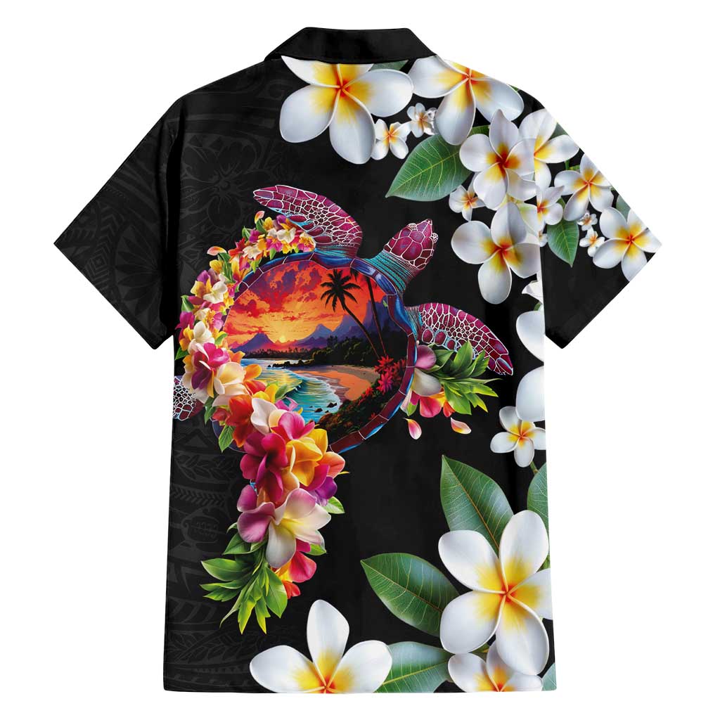 Hawaiian Lei Day Hawaiian Shirt Plumeria and Turtle with Polynesian Tribal Pattern LT03 - Polynesian Pride