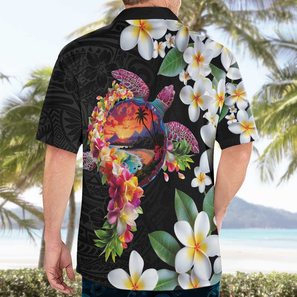 Hawaiian Lei Day Hawaiian Shirt Plumeria and Turtle with Polynesian Tribal Pattern LT03 - Polynesian Pride