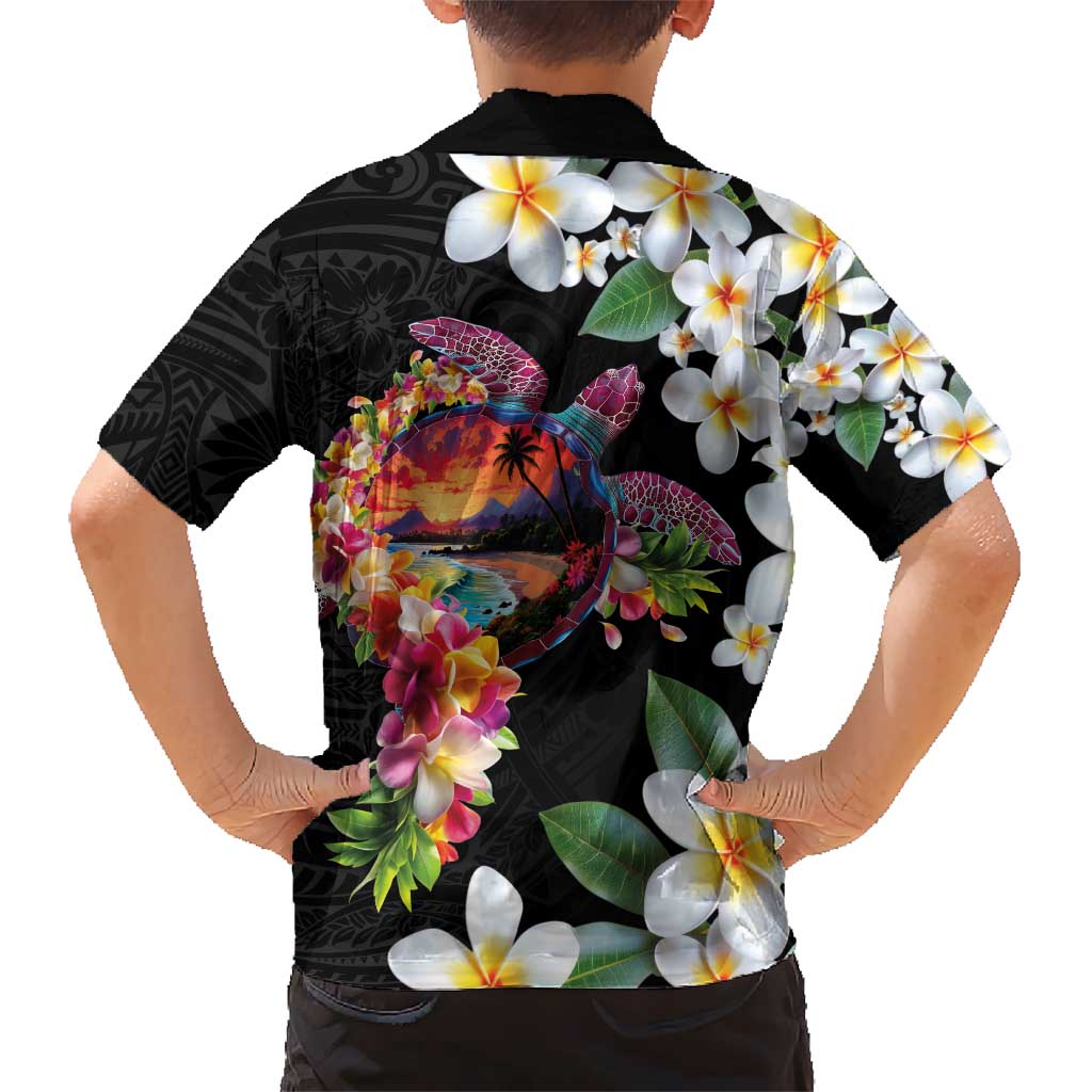 Hawaiian Lei Day Hawaiian Shirt Plumeria and Turtle with Polynesian Tribal Pattern LT03 - Polynesian Pride