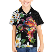 Hawaiian Lei Day Kid Hawaiian Shirt Plumeria and Turtle with Polynesian Tribal Pattern