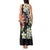 Hawaiian Lei Day Tank Maxi Dress Plumeria and Turtle with Polynesian Tribal Pattern