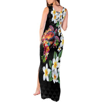 Hawaiian Lei Day Tank Maxi Dress Plumeria and Turtle with Polynesian Tribal Pattern LT03 - Polynesian Pride