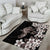 Hawaiian Lei Day Area Rug Plumeria and Turtle with Polynesian Tribal Pattern Grayscale Color