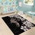 Hawaiian Lei Day Area Rug Plumeria and Turtle with Polynesian Tribal Pattern Grayscale Color