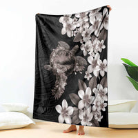 Hawaiian Lei Day Blanket Plumeria and Turtle with Polynesian Tribal Pattern Grayscale Color LT03 - Polynesian Pride