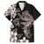 Hawaiian Lei Day Family Matching Summer Maxi Dress and Hawaiian Shirt Plumeria and Turtle with Polynesian Tribal Pattern Grayscale Color