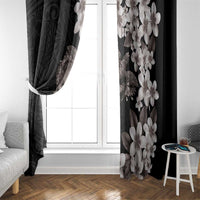 Hawaiian Lei Day Window Curtain Plumeria and Turtle with Polynesian Tribal Pattern Grayscale Color LT03 - Polynesian Pride