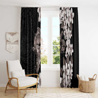 Hawaiian Lei Day Window Curtain Plumeria and Turtle with Polynesian Tribal Pattern Grayscale Color LT03 - Polynesian Pride