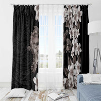 Hawaiian Lei Day Window Curtain Plumeria and Turtle with Polynesian Tribal Pattern Grayscale Color LT03 - Polynesian Pride